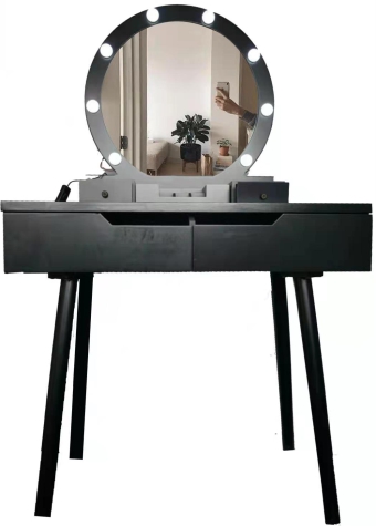 Table de maquillage de style en bois moderne avec miroir bon prix avec interrupteur d'éclairage meuble-lavabo de chambre